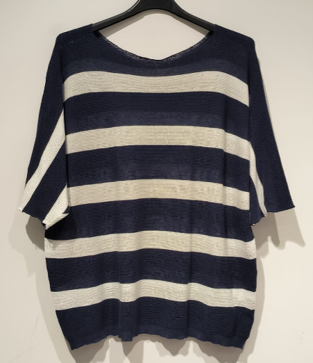 POSTBL Black Striped Knit Printed Sweater LOOWIE