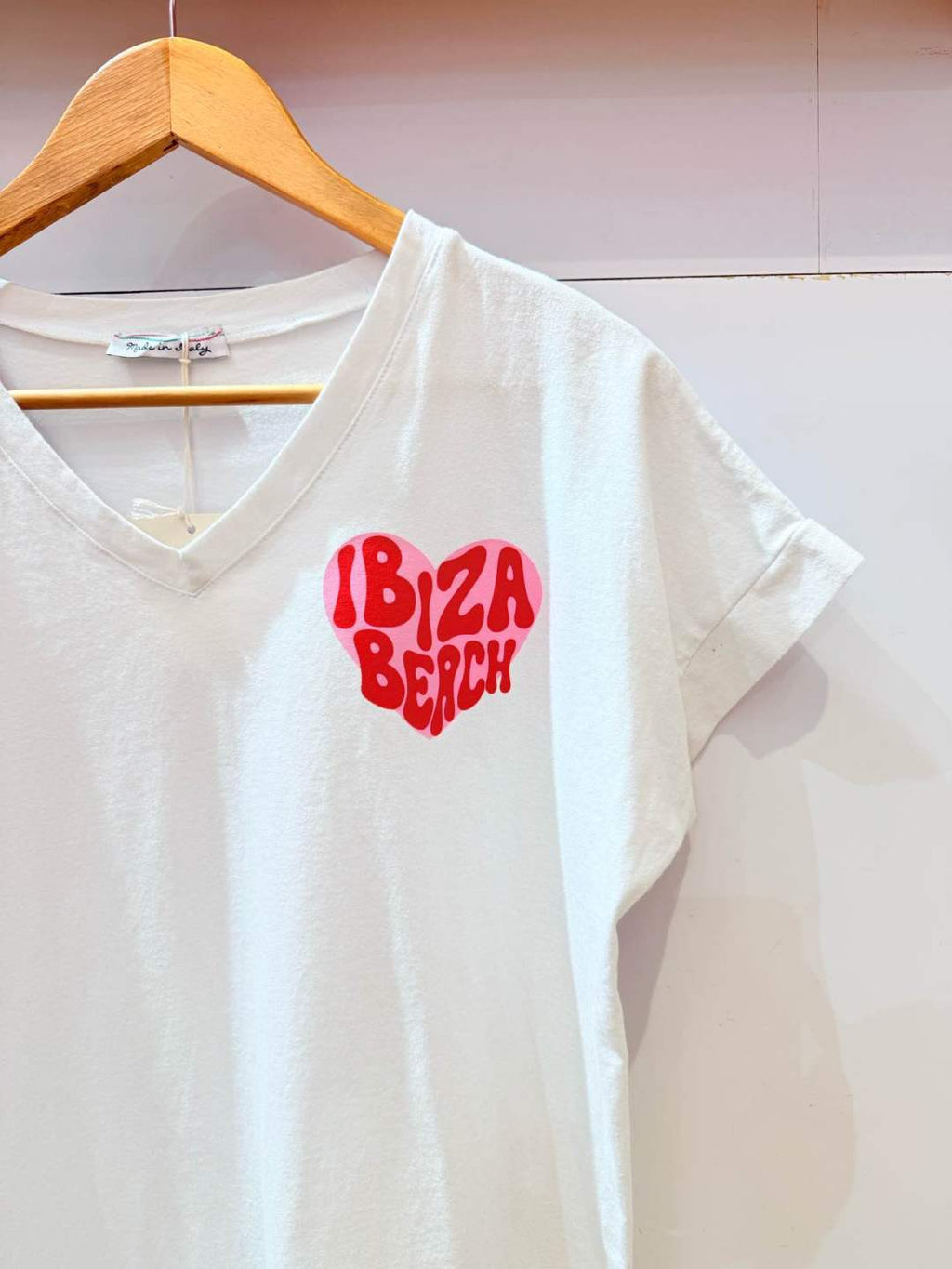 IV0105WH Cotton Ibiza V-Neck T-Shirt Plus Size White