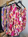 POWAT Italian One Size Vibrant Watercolor Print Blouses