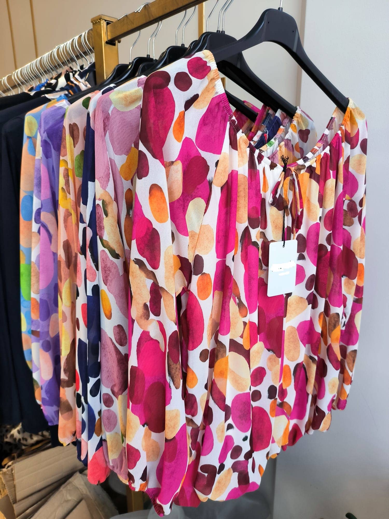 POWAT Italian One Size Vibrant Watercolor Print Blouses
