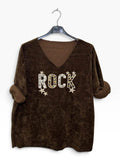 VM109 Chocolate Sequin Rock Sweater