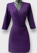 ELSHPU Italian Purple Elegant Shimmering Wrap Dress LOOWIE