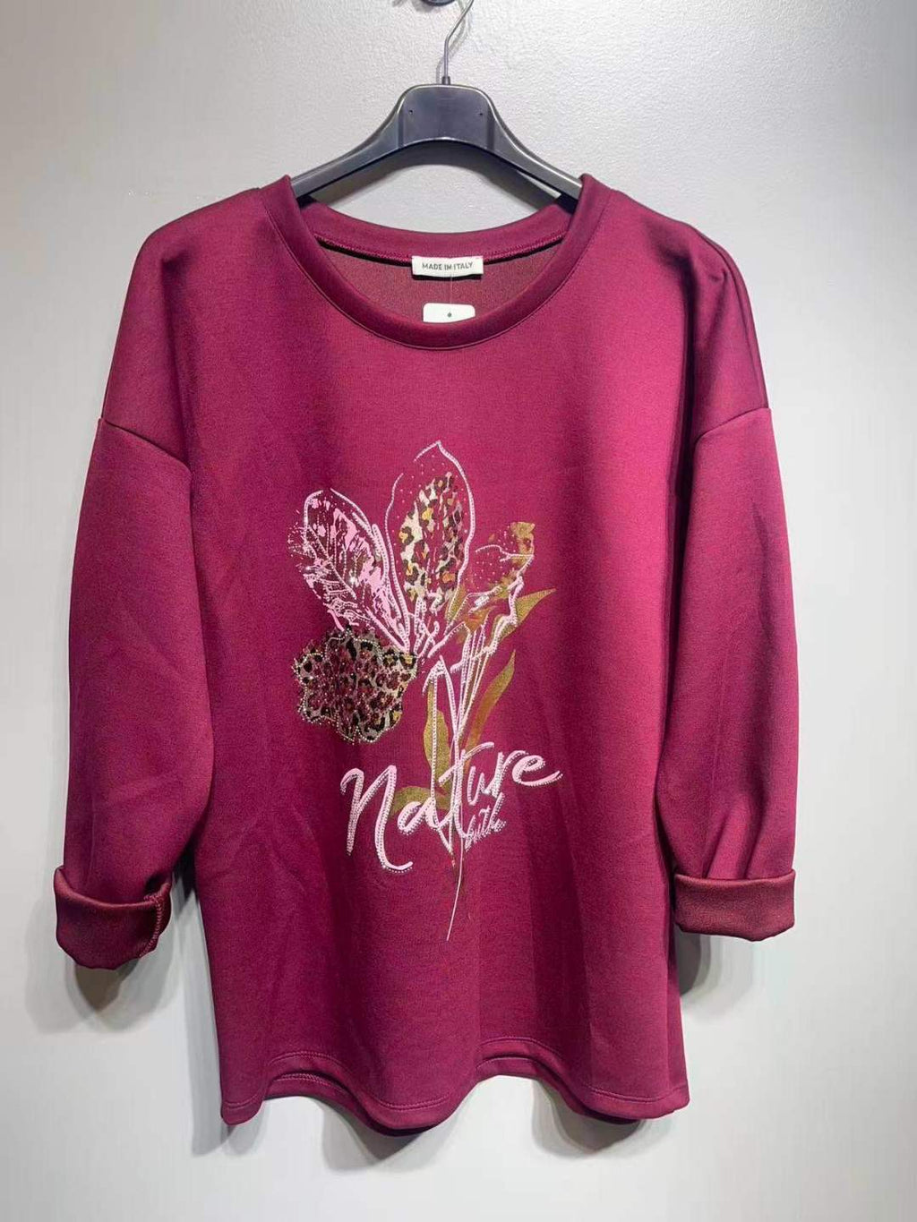 CO34 Burgundy Floral Print Tunic