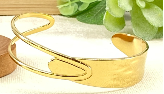 7050 Open Bangle Cuff Gold Bracelet Stainless Steel Loowie