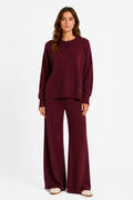 LU10 Burgundy Oversize Knit Set