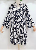 SVI9 Black One Size Italian Floral Short Printed Dress