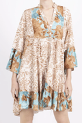 HL10C Italian One Size Camel Leopard Flowing Dress LOOWIE