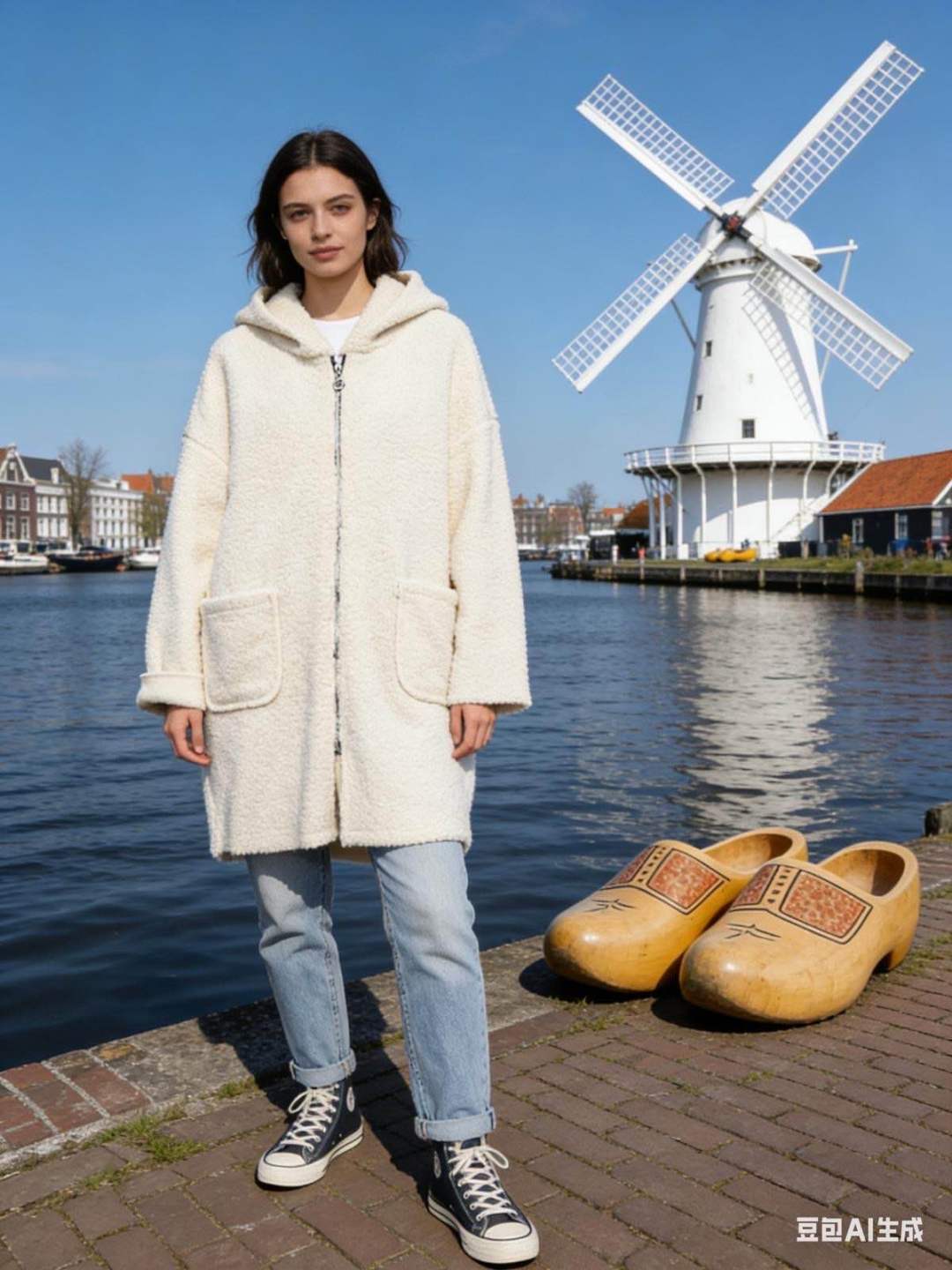 CO53 Ecru Hooded Teddy Coat
