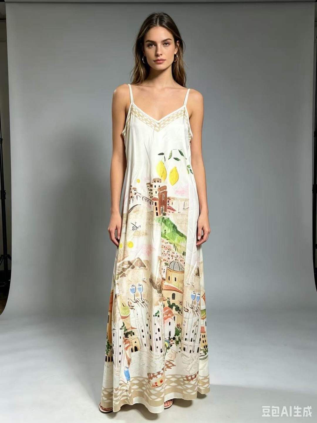 CRACBE Amalfi Coast Maxi Dress Beige
