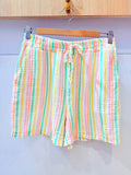 IV25262135GR Gauze Cotton Striped Shorts Plus Size Green