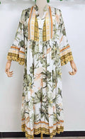 SVTO One Size Tropical Olive Floral Maxi Dress LOOWIE