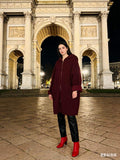 CO43 Burgundy Hooded Teddy Coat
