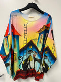 VIW4 Italian Cosy Cats Printed Sweater One Size LOOWIE