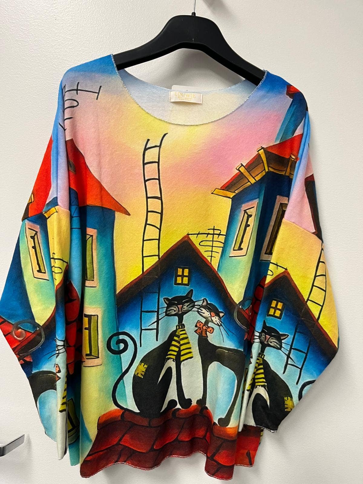 VIW4 Italian Cosy Cats Printed Sweater One Size LOOWIE