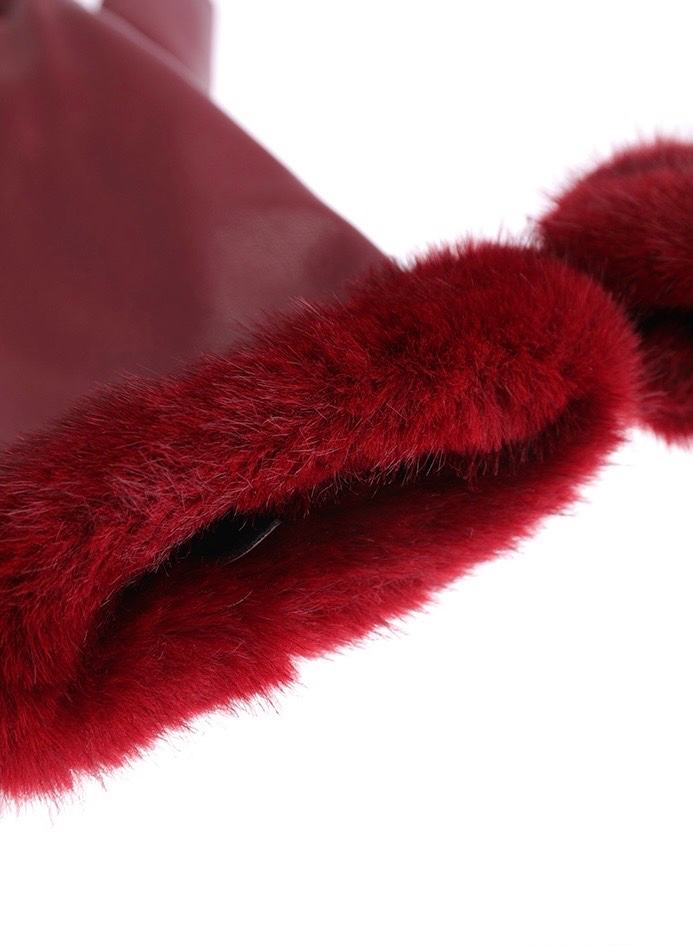 JA282 Red Faux Leather Gloves