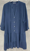 SW177 Navy Gauze Cotton Italian Short Dress 3/4 Sleeves