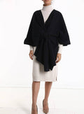 VIPOBL Italian Black Large Poncho w/ Knot Closure  LOOWIE