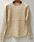 MC669 Textured Soft Cozy Cable Metallic Beige Knit Sweater