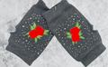 EURO Black Fun Fingerless Gloves w/Roses LOOWIE