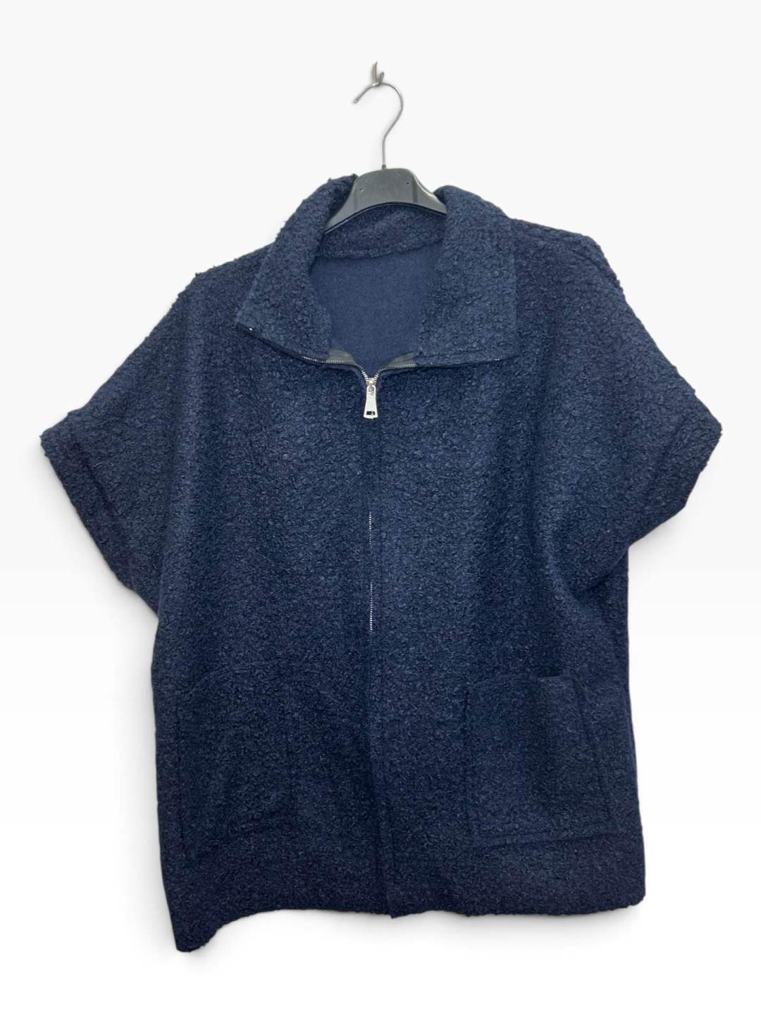 VM116 Navy Sherpa Zip Jacket