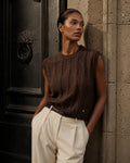 LUCKV1 Dark Brown Cable Knit Vest
