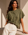 LUHPS1 Khaki Handmade Pintuck Sweater