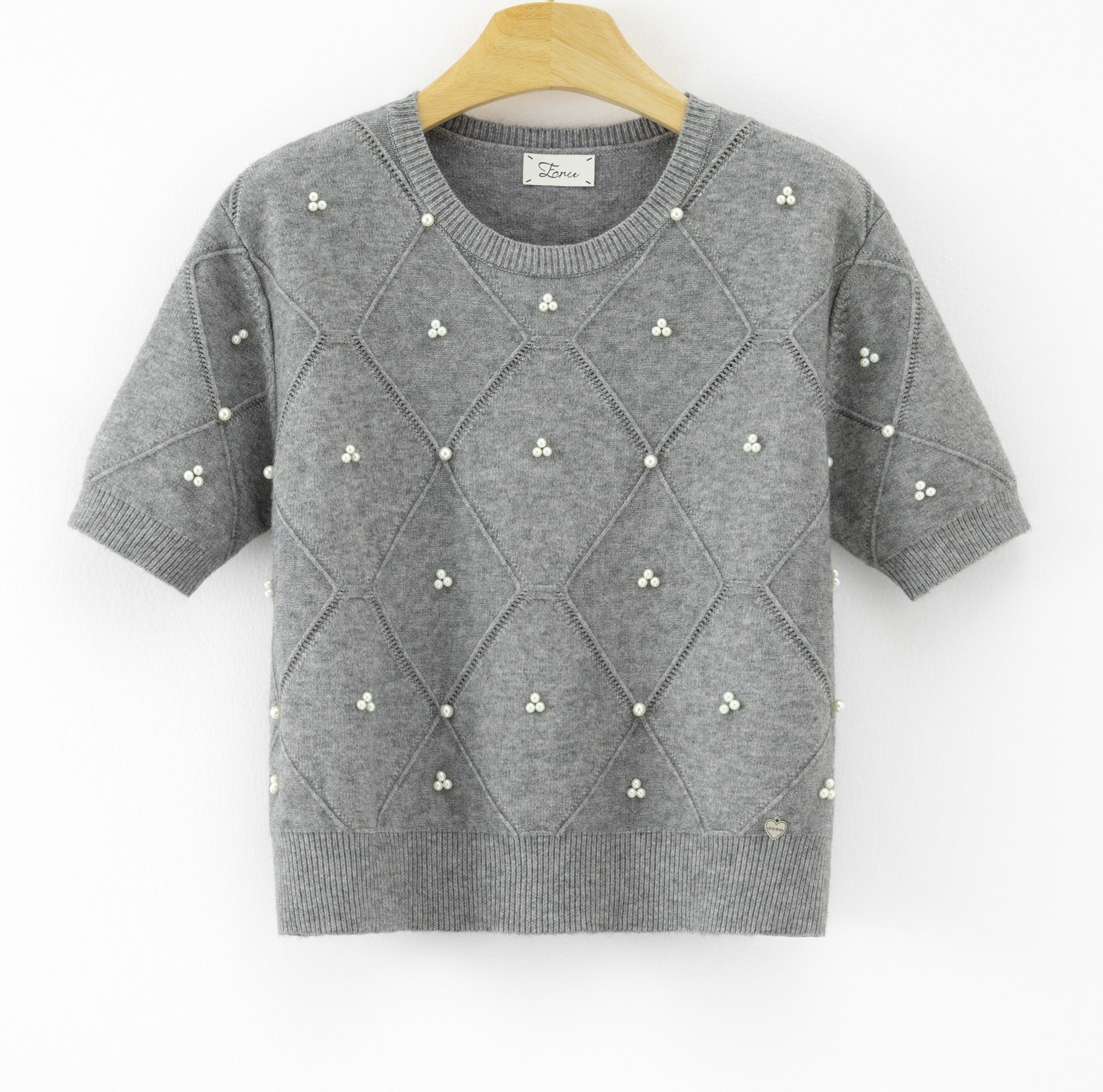 LUBDS3 Grey Beaded Diamond Sweater