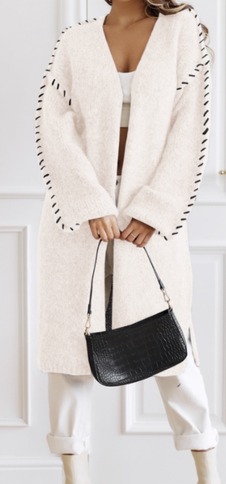 FO082   One Size Chic Cream Knit Duster Cardigan