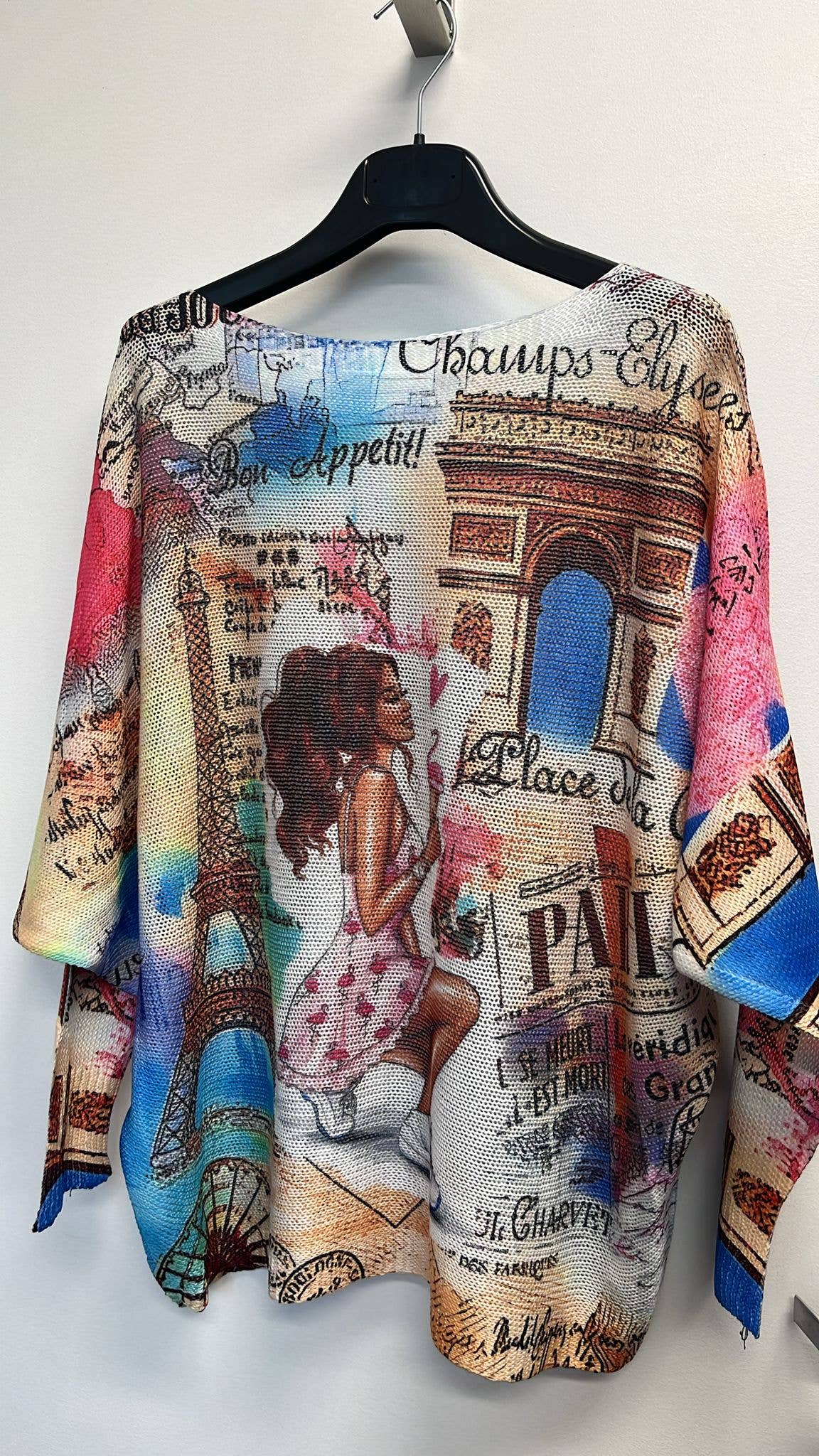 VIPA Paris Triomphe Round Neck Knit Printed Sweater