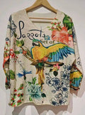POPA Italian Cozy Cream Parrot Sweater One Size LOOWIE
