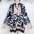 VSFE6 Black Italian One Size Floral Large Blouse LOOWIE