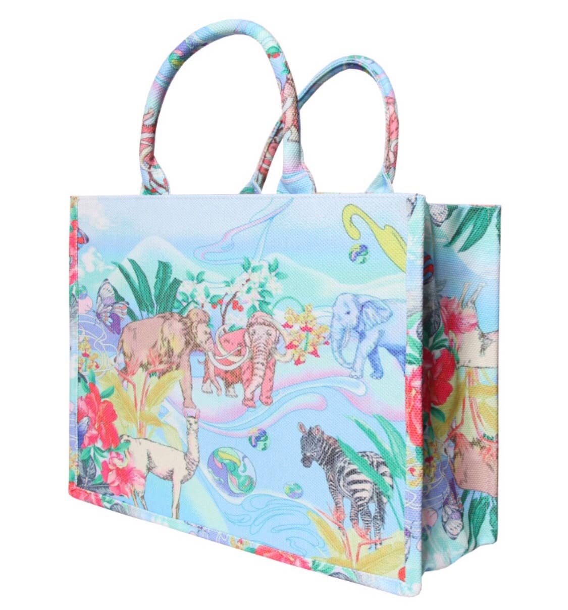 MM426 Tropical Animal Blue Cotton Beach Bag LOOWIE