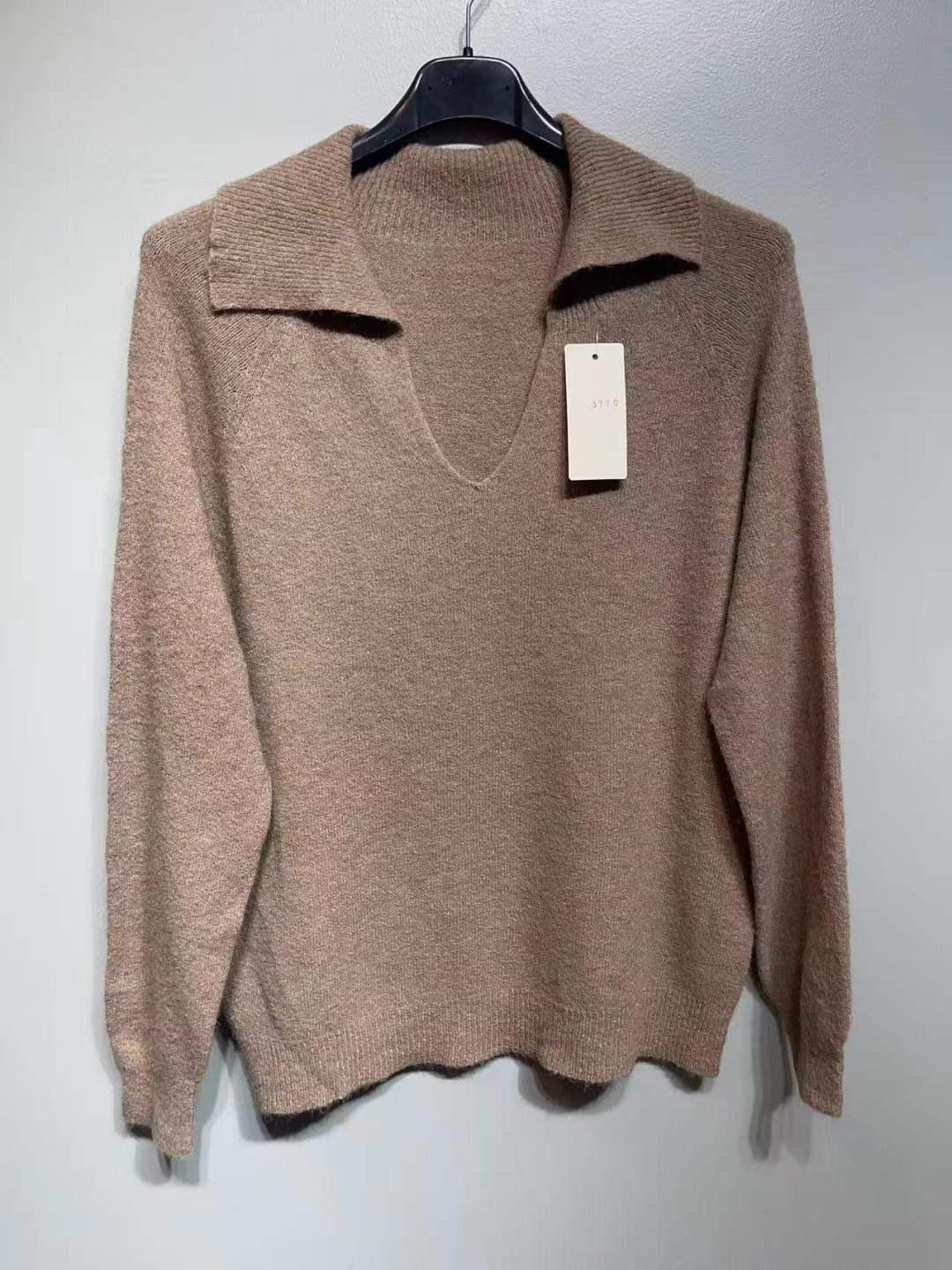 CO27 Taupe Collared Knit Sweater