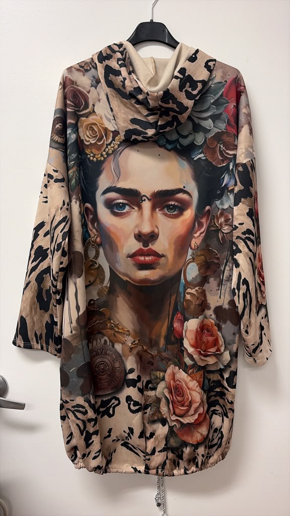 ZOHJ1 Beige Botanical Print Hooded Jacket