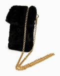 JA428 Black Faux Fur Chain Phone Bag