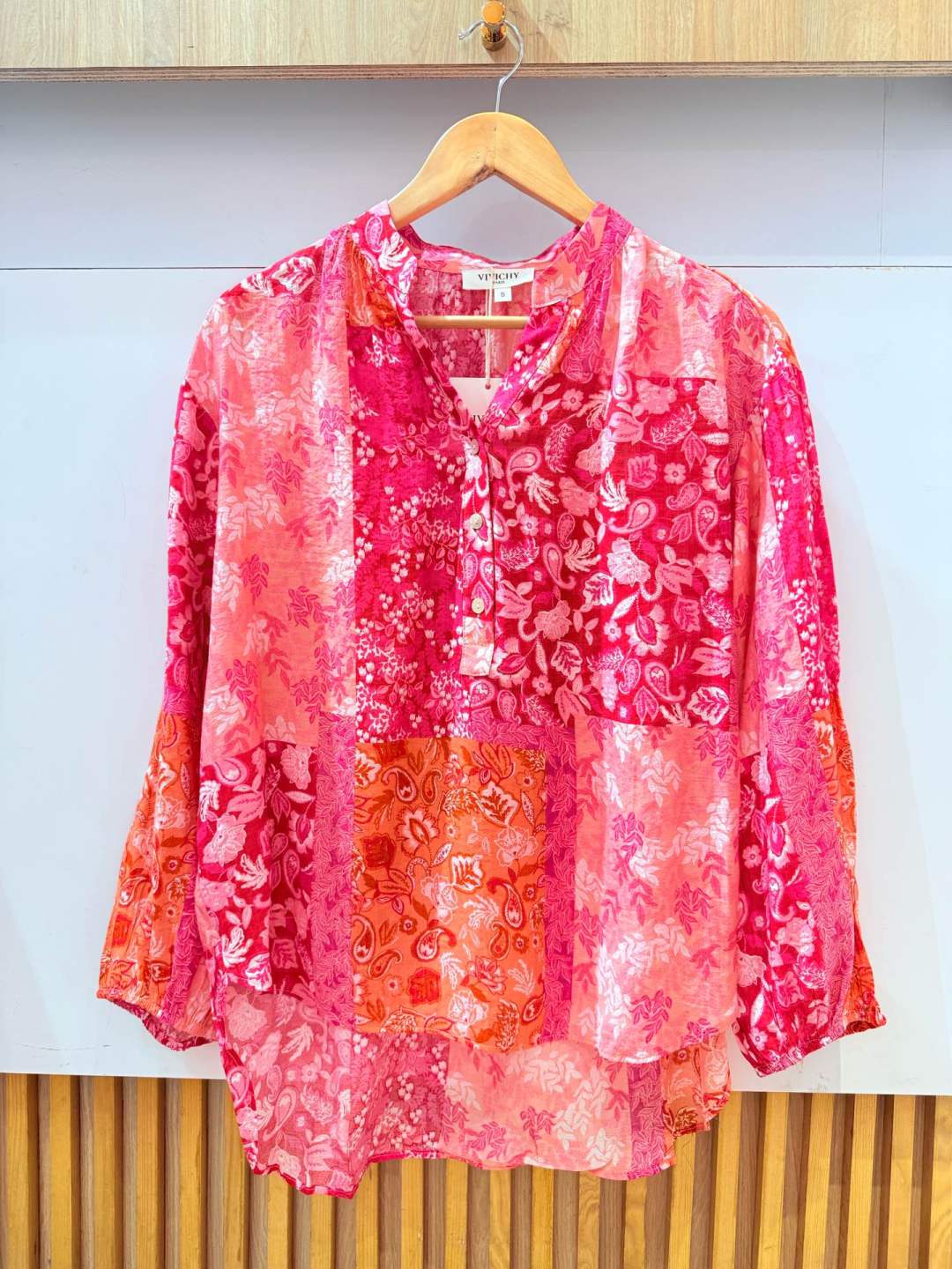 IVA288GTFU Patterned Blouse Plus Size Fuchsia