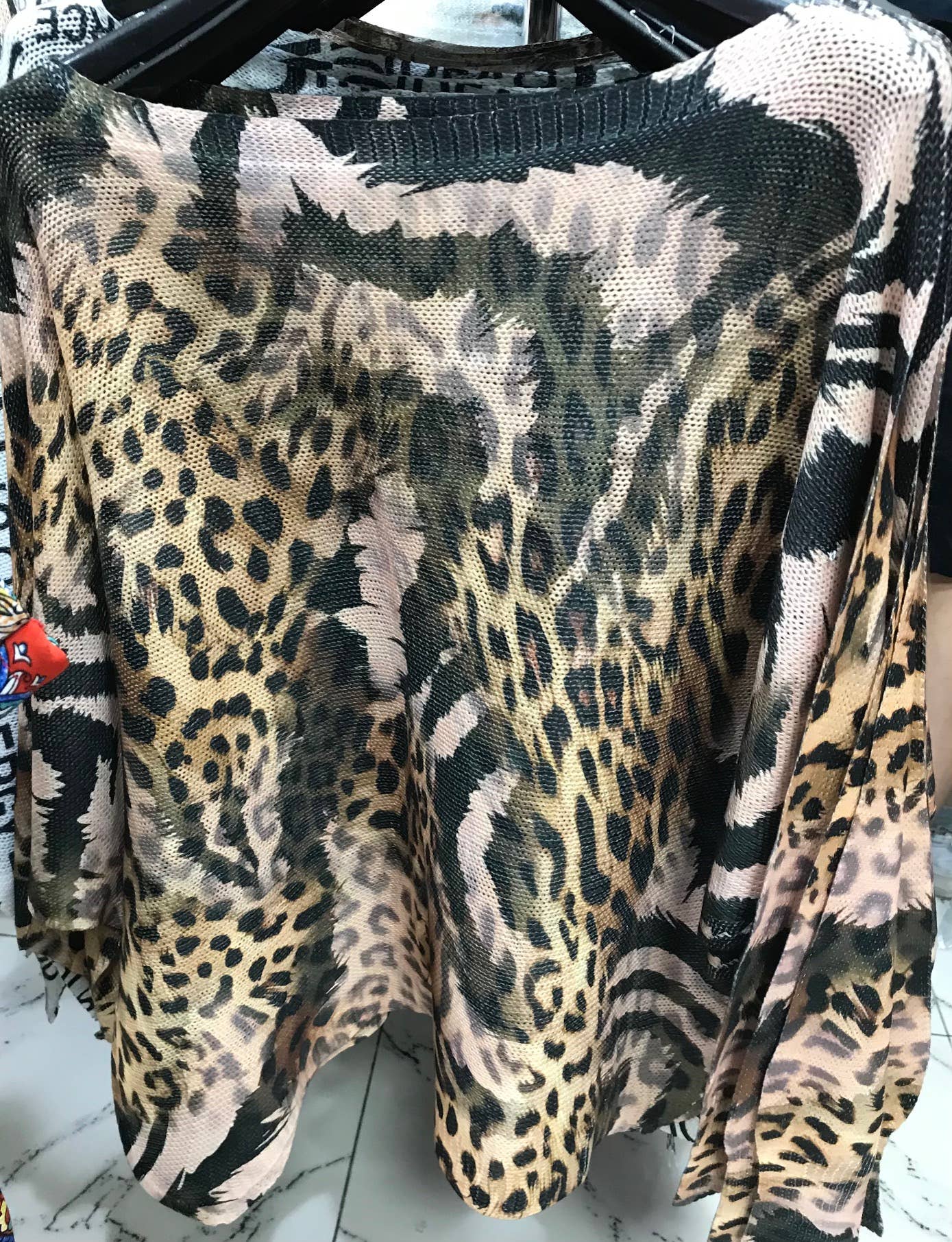 LAP Leopard Brown Round Knit Printed Sweater LOOWIE
