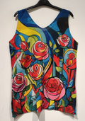 POD6 Blue Roses  Floral Knit Printed Sleeveless Sweater