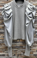 AYSI Size S Italian Silver Chic Puff Sleeves Blouse LOOWIE