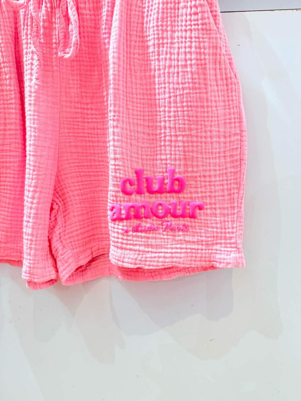 IV2612PK Gauze Cotton Love Club Shorts Pink