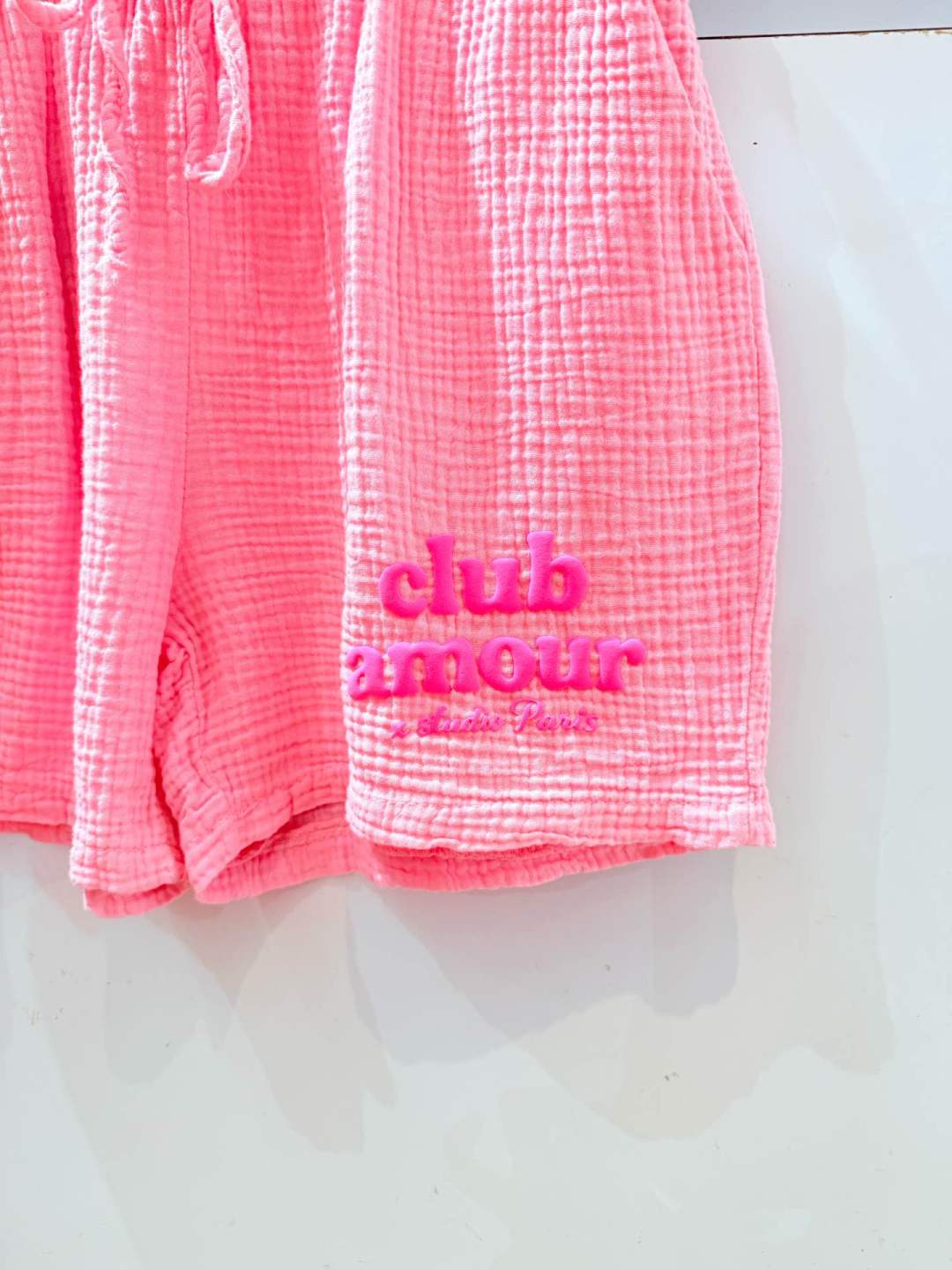 IV2612PK Gauze Cotton Love Club Shorts Pink