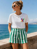 IV52622GG Gauze Cotton Striped Shorts Green