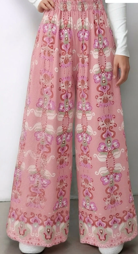 ELPABP Italian Wide Legs Pink Summer Pants LOOWIE