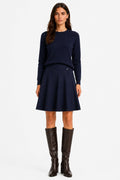 LUPKS10 Navy Pleated Knit Skirt