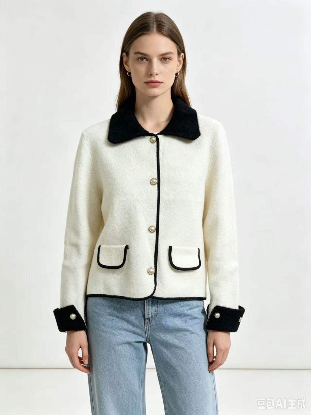 CO67 White Contrast Trim Jacket