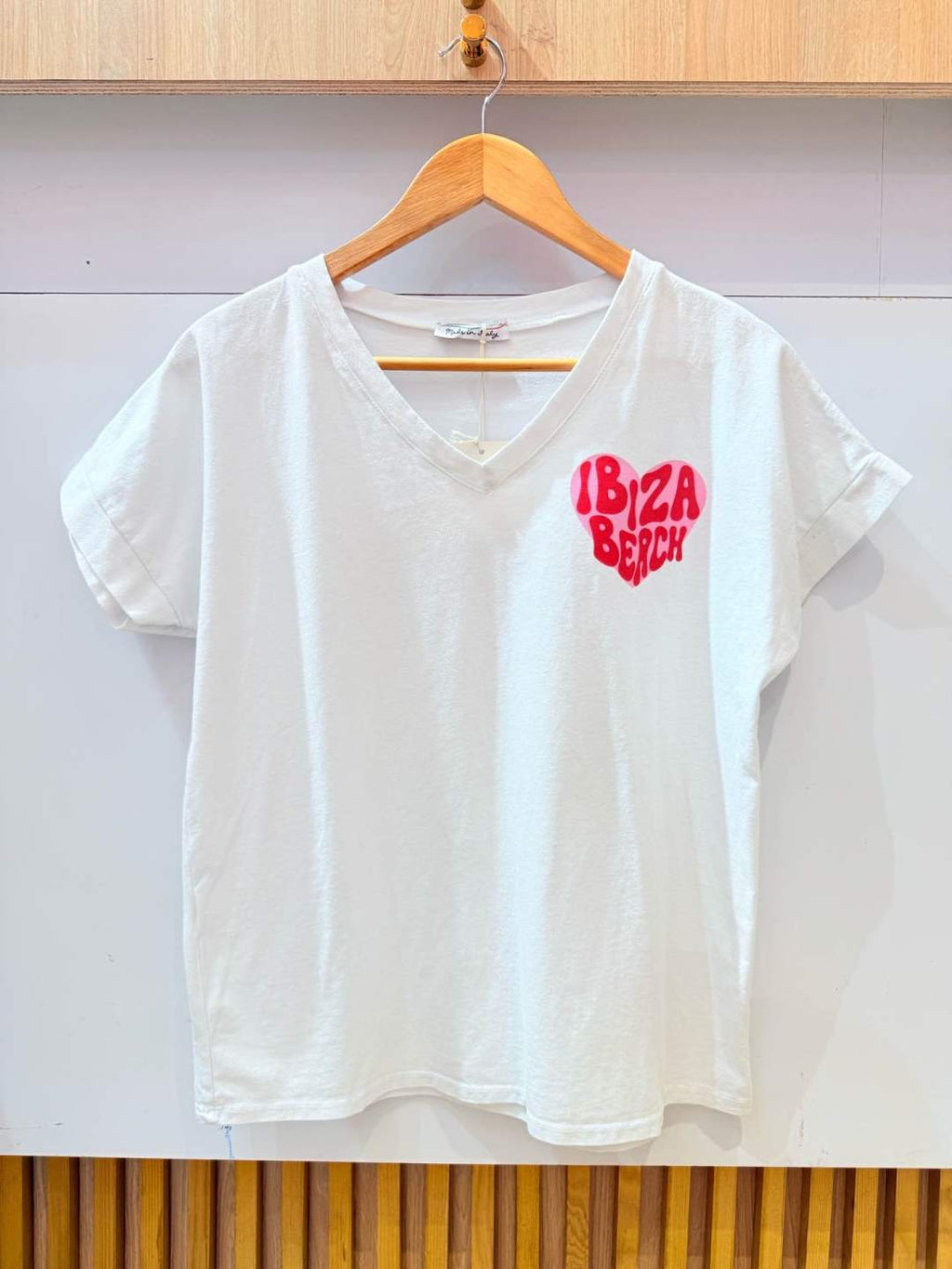 IV010WH Cotton Ibiza V-Neck T-Shirt White