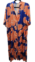 UN8 Orange Floral Dress with Button-Up Front and Tie Waist