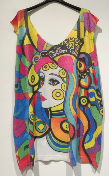 POPL10 PLUS SIZE Sleeveless Lady "PICASSO" Knit Sweater