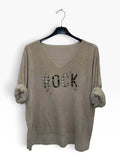 VM103 Beige Sequin Rock Sweater