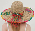 P150 Bow Multicolor Paper Straw Large Summer Hat LOOWIE